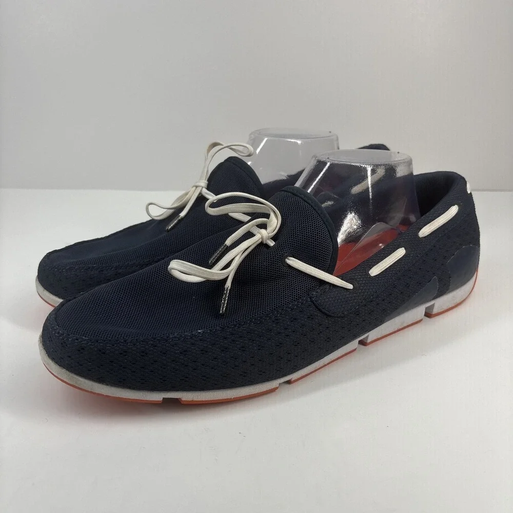 SWIMS Breeze Men's US 11 Navy Slip-On Loafer Boat Deck Shoes Braided Lace Casual